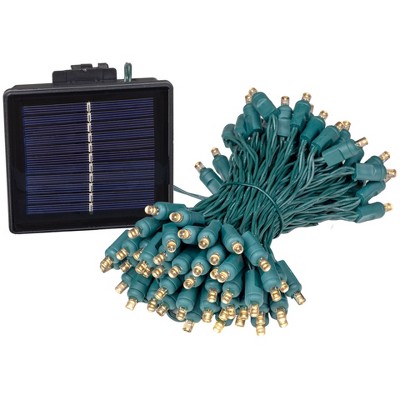 Novelty Lights 100 Light Solar Powered LED Outdoor Mini Light String, 50 Feet on Green Wire, 5mm Bulbs, Automatic Dusk to Dawn Operation