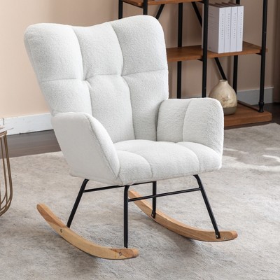 LOVMOR Rocking Chair Nursery, Modern Rocking Chair with High Backrest