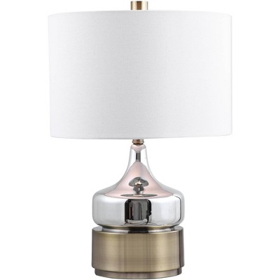 Uttermost Mid Century Modern Accent Table Lamp 23" High Chrome Plated White Linen Drum Shade for Living Room Bedroom House Bedside