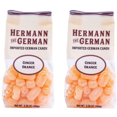 Hermann the German Ginger Orange Bavarian Hard Candy 5.29 oz. / 150 g (Pack of 2)