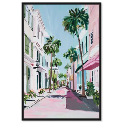 Art Remedy Down the Avenue Colorful Coastal Wall Art Framed