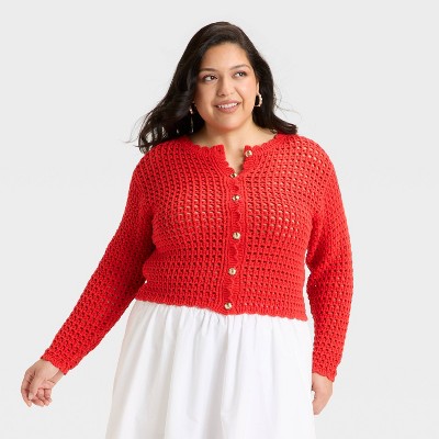 Women's Crochet Button-Front Cardigan - A New Day™