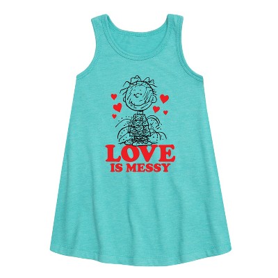 Girls' - Peanuts - Pigpen Love Is Messy Graphic Sleeveless Aline Dress