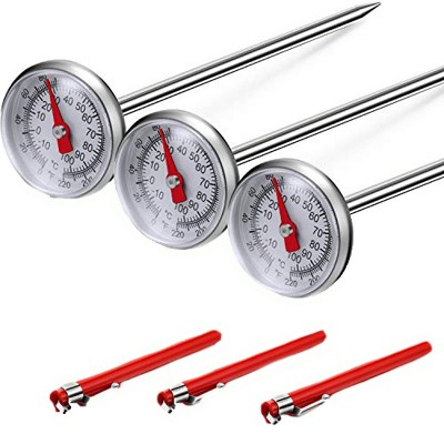 Itopfox 3-Pack Instant Read Dial Thermometer with Calibration Sleeves for Coffee, Chocolate, Milk Foam, and Beverages