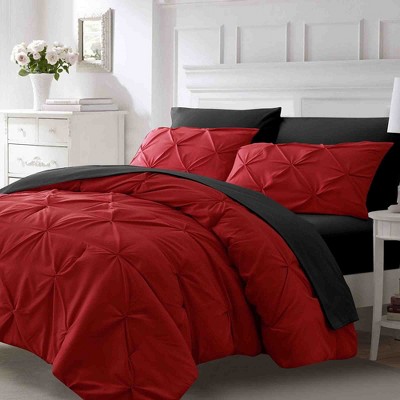 BAGOKIE 7 Pieces Pintuck Solid Bed-in-a-Bag Comforter Set
