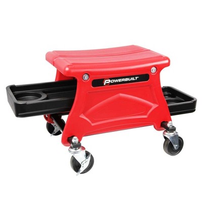 Powerbuilt Heavy Duty Compact Rolling Seat with Storage Trays