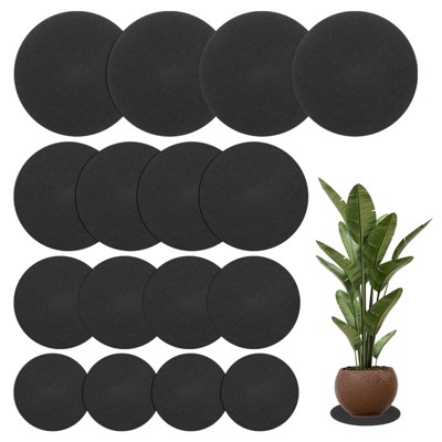 Unique Bargains Multipurpose Durable Lightweight Reusable Plant Coasters 4/6/8/10 Inch Black 16 Pcs