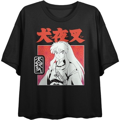 Inuyasha Black and Women's White Black Crop T-shirt