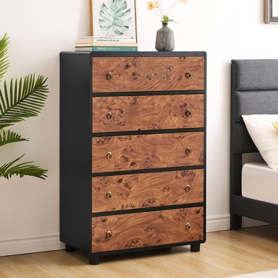 ODK Wood Dresser, 46" Tall Dressers & Chests of Drawers w/Curved Profile Design, Organizer Drawers for Bedroom with Vintage Circle Handle