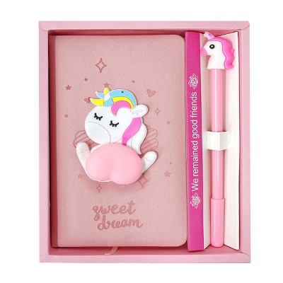Wrapables Cute Notebook Gel Pen Set, Diary Journal Gift Set, Unicorn Butt