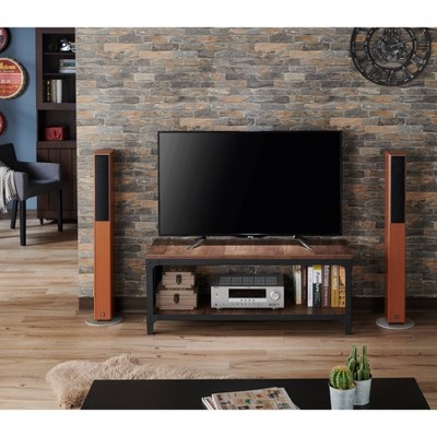HOMES: Inside + Out Yamasaki Storage Entryway Bench Reclaimed Oak: Metal Frame, Shelving, 2-Seater