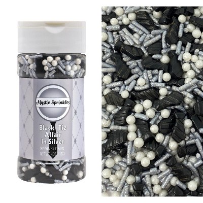 Mystic Sprinkles A Black Tie Affair in Silver Sprinkle Mix 4oz Bottle