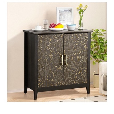 Modern Farmhouse Sideboard Buffet Cabinet with Storage with 2 Doors, Accent Cabinet with Storage, Wood Coffee Bar Cabinet with Adjustable Shelf for