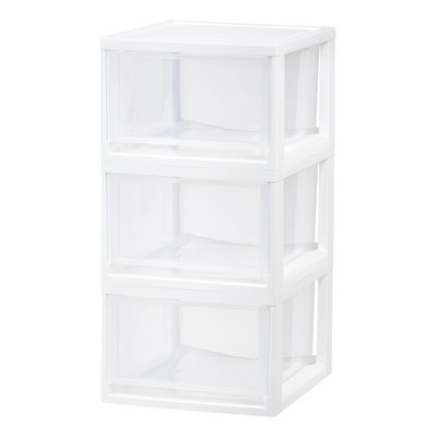 IRIS USA Plastic Storage Drawer Organizer Stacking Drawers, White