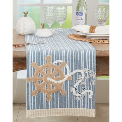 Saro Lifestyle Table Runner with Helm and Anchor Design