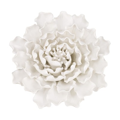 Gulches D7.3x2.8" Handmade Cream Ceramic Flower Wall Decor Accent