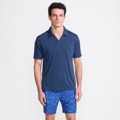 Lands' End Men's UPF 50 Short Sleeve Johnny Collar Polo Rash Guard Shirt