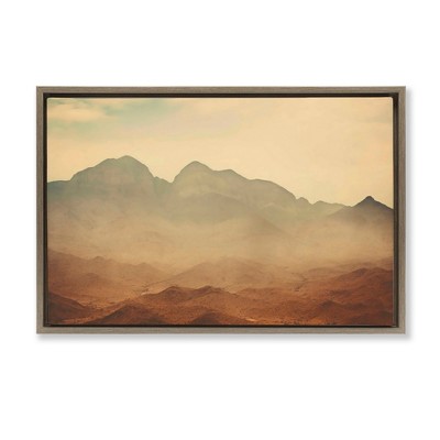 Stupell Industries Hazy Desert Mountain Floating Frame Canvas Art