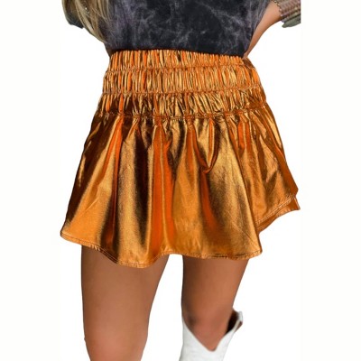 Women's Metallic Sporty Skort - Peach Love