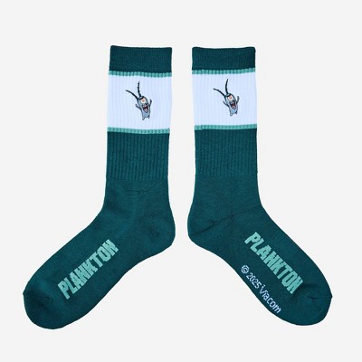 Men's SpongeBob SquarePants Plankton Athletic Crew Socks - Teal Blue 6-12