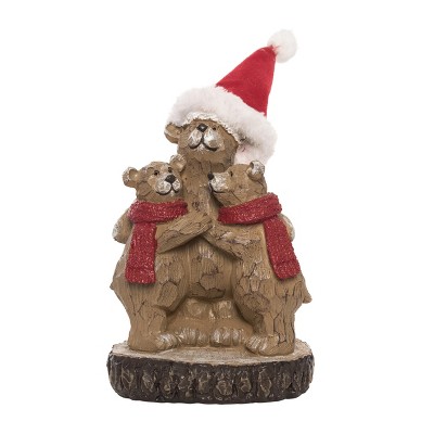 Transpac 6 Inch Multicolor Christmas Woodland Bear Decorative Object Polyresin Holiday Decor