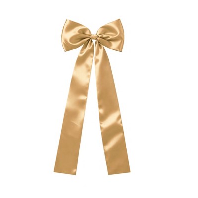 Elegant Satin Christmas Tree Topper Bow - Classic Red/Gold, 23.6×74.8in, Built-in Wire for Easy Shaping(1PCS)