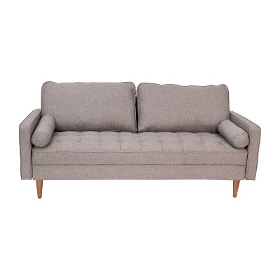 Emma and Oliver Upholstered Mid-Century Modern Pocket Spring Sofa with Wooden Legs and Removable Back Cushions