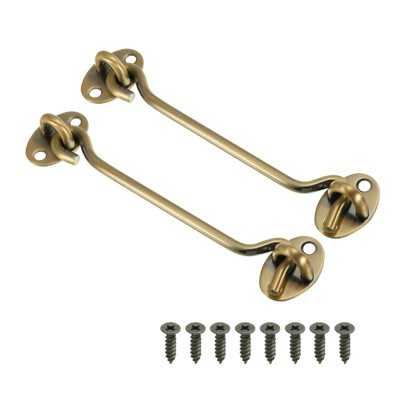 Unique Bargains Carbon Steel Carbon Steel Hook Eye Latch 2 Pcs with 8 Screws