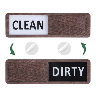 Unique Bargains Kitchen Hotel Indicator Wood Clean Dirty Sign Rectangle Dishwasher Magnet