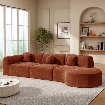 140" Modern Curved Sectional Sofa with High-Density Fully Compressed Sponge, Chaise Lounge, 3-Piece, No Assembly Needed