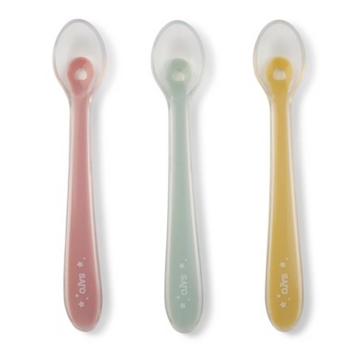 SARO Silicone Baby Spoons – Set of 3 Ergonomic First-Stage Feeding Utensils, Soft BPA-Free Tips for Infants & Toddlers