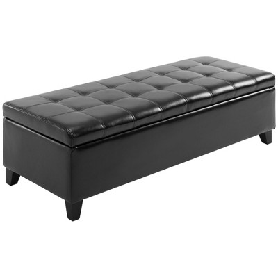Dexmalle 51"  Faux Leather Ottoman Storage Bench,Black