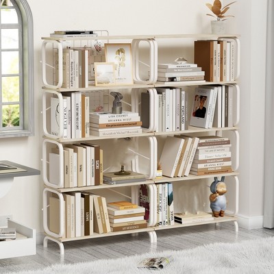 Floor Standing Tall Bookshelf, Vintage 5 Tier Display Storage Open Bookshelf, Industrial Tall Bookcase Organizer for Living Room Bedroom Home Office