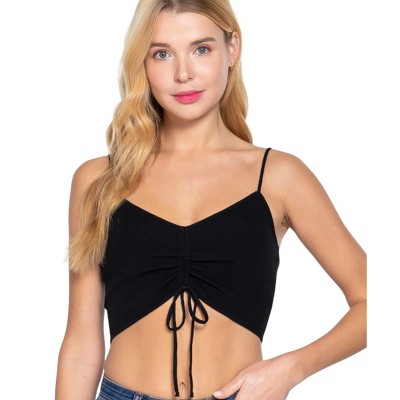 Slickblue Women's Ruched Knit Cami, Sleeveless Crop Tank Top, Sweater Style Fit, Black/Heather Pink/Heather Blue, S-L