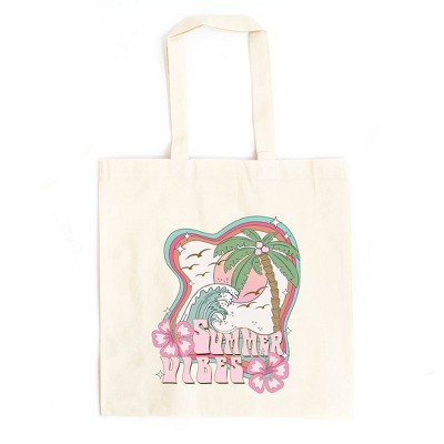 City Creek Prints Summer Vibes Flowers Canvas Tote Bag - 15x16 - Natural