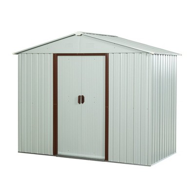 Outdoor Storage Shed 6ft x 5ft Garden Tool House with Window Floor Foundation Shed for Garden Tool Storage Steeple