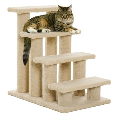 Sapphtopaz Cat Tree, Cat Tower with Large Condo Sisal Scratching Posts, 4 Climbing Ladder, Climbing Ladder, Cute Stair Shaped for Playing and Climbing