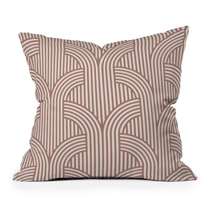 Deny Designs Marta Barragan Camarasa Retro Lines Square Outdoor Throw Pillow Beige