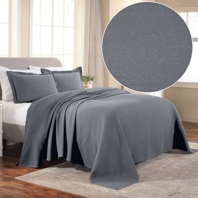 100% Cotton Bedspread and PIllow Sham Decorative Matelasse Set by Blue Nile Mills