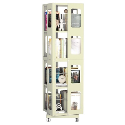 Okak Minimalism Bookshelf, Storage Shelves with Shelves, Tall Bookcase for Books and CDs, Storage Organizer for Living Room, Bedroom, Gray