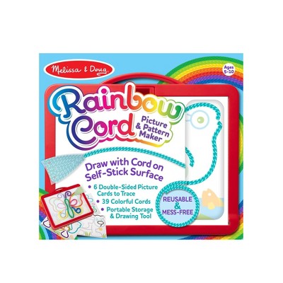 Melissa & Doug Rainbow Cord Picture and Pattern Maker Draw with Cords Activity - 39 Cords, 6 Double-Sided Cards to Trace