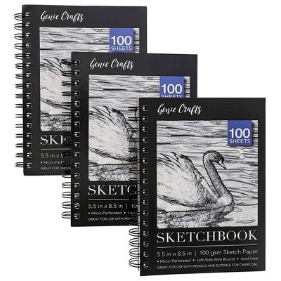 Bright Creations 3-Pack Art Sketchbook for Drawing, Spiral Bound Notebook for Doodling, 100 Acid Free Ivory Color Sheets Each, 68lb/100gsm, 5.5 x 8.5"