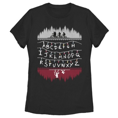Women's Stranger Things Alphabet Lights T-Shirt