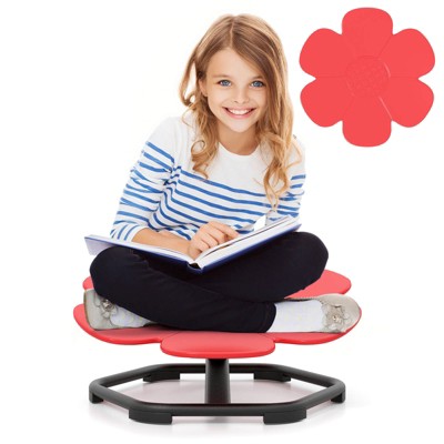 Costway Kids Sensory Swivel Chair with Non-Slip Metal Base for Autistic Kids Indoor Outdoor Blue/Red Petal