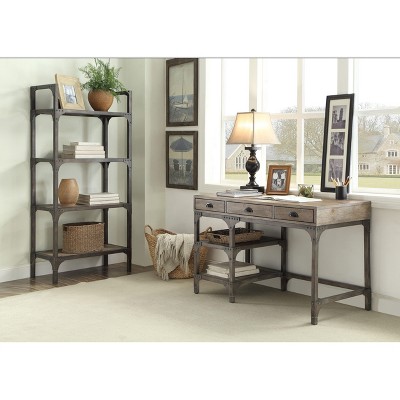 NicBex Home Office Desk 47" Modern Writing Desk with 3 Drawers, Open 2-Tier Storage Shelf, Wooden Desktop and Metal Legs for Office, Study