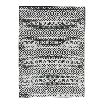 World Rug Gallery Contemporary Geometric Reversible Plastic Indoor and Outdoor Picnic Mat, Camping Rug, RV Rug:  UV-Resistant,  Flat Pile