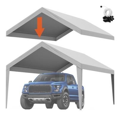 VEVOR Carport Replacement Canopy Cover 12 x 20 ft, Garage Top Tent Shelter Tarp Heavy-Duty Waterproof, Grey (Only Top Cover, Frame Not Include)