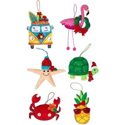 Tropical Tidings Felt Ornament Kit – Set of 6 Beach Christmas Ornaments | MerryStockings