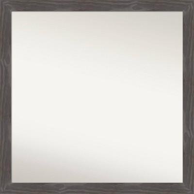 29" x 29" Non-Beveled Woodridge Rustic Gray Wood Wall Mirror - Amanti Art: Square, Wall Mount, Real Wood