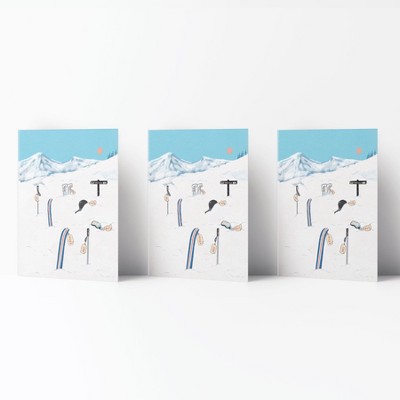 Winter/Holiday Greeting Card Pack Sets (3 ct) Ski Yard Sale by Ramus & Co